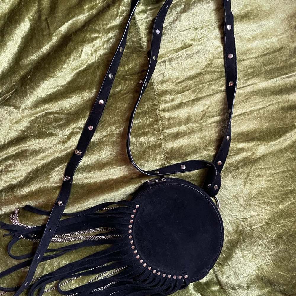 Suede fringe bag